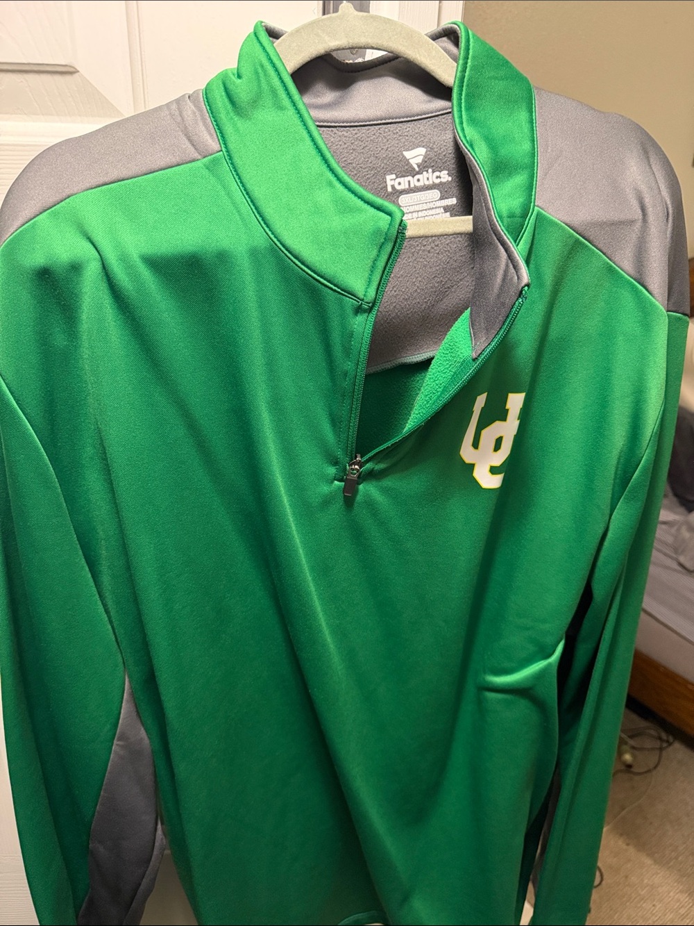 University or Oregon Fanatics Green & Gray Men's Quarter-Zip Pullover